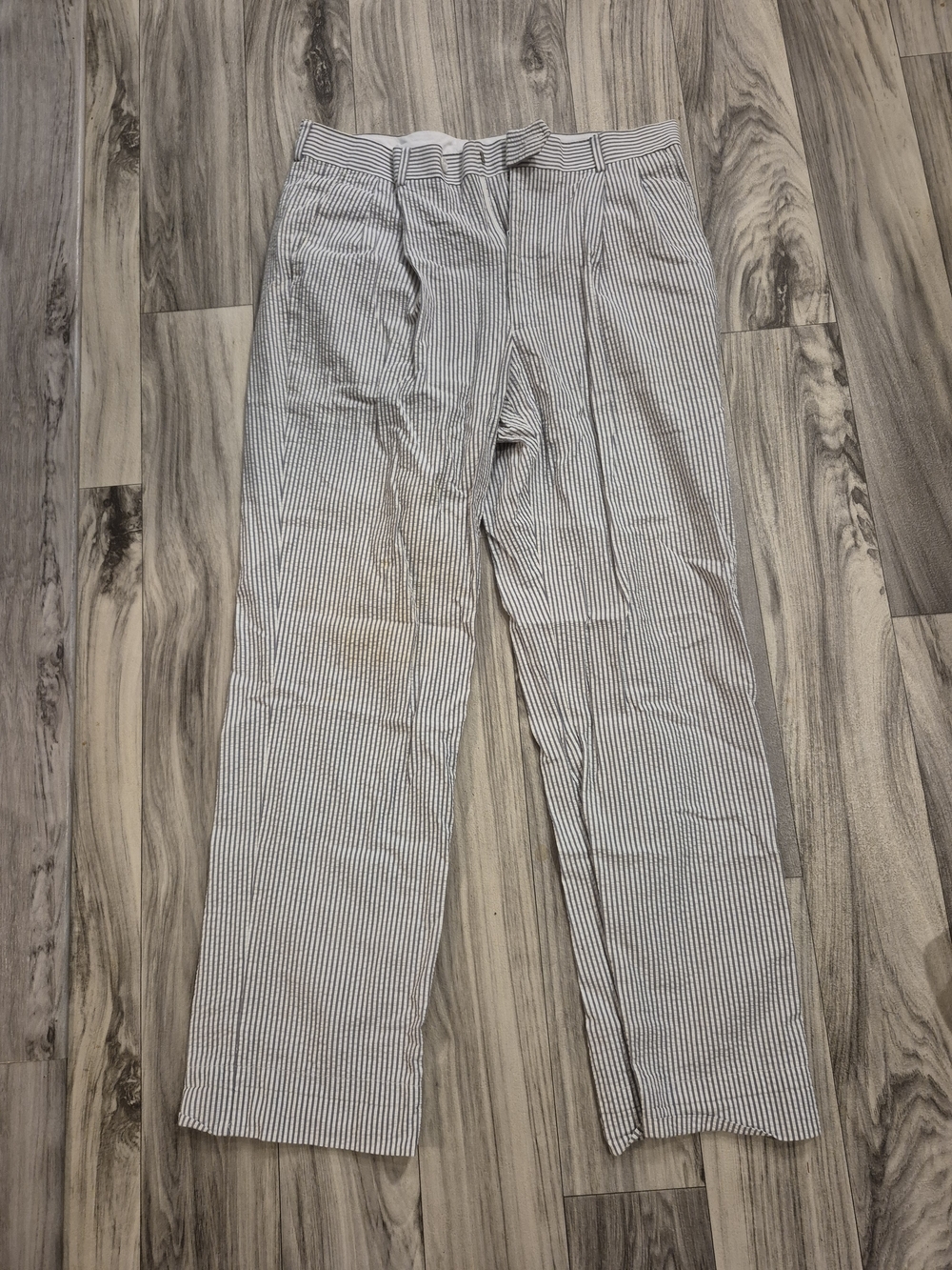 Hapsel Men's Seersucker Stripe Pants - White & Navy